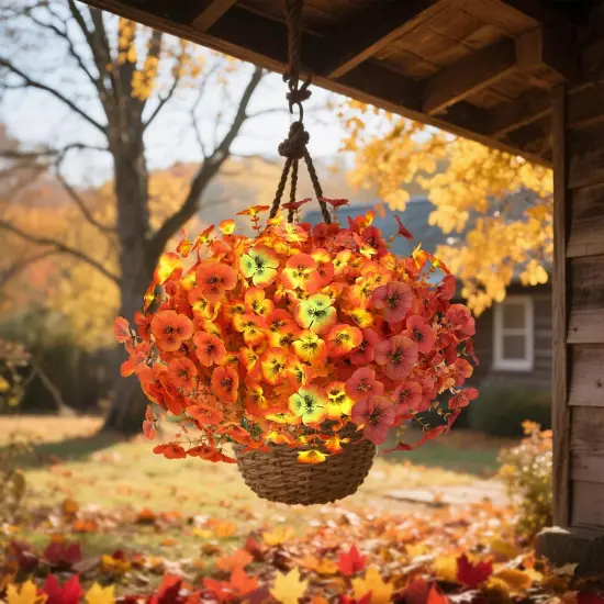 12 Bundles Artificial Fall Flowers (Brown, Red, Yellow) {4}