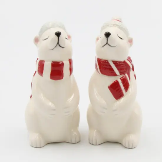 Ceramic Christmas Polar Bear Salt And Pepper Shakers, Home Décor, Gift for Her, Gift for Mom, Kitchen Décor, Christmas Décor {3}