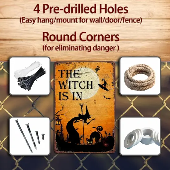 Witch Halloween Retro Metal Tin Signs, 12" X 8" {2}