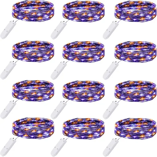 12 Pack Purple Orange Fairy Lights Battery {1}