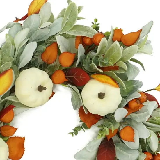Artificial Fall Wreaths - Orange Leaf and Cream Pumpkin {4}