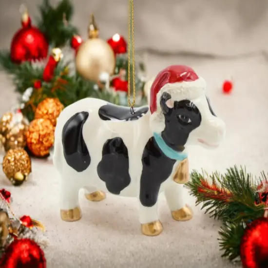 Ceramic Christmas Tree Cow Ornament, Home D&eacute;cor, Gift for Her, Gift for Mom, Kitchen D&eacute;cor, Farmhouse D&eacute;cor, Christmas Decor {1}