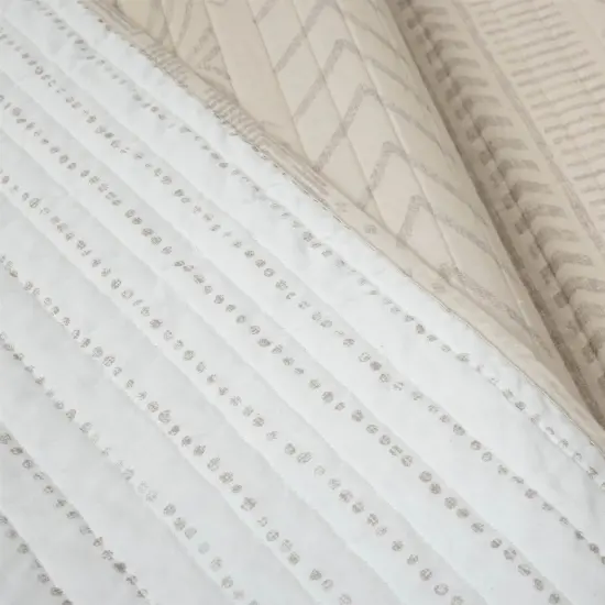 King Scandinavian Beige Tan Cotton Quilt Set Reversible 3 Piece {3}
