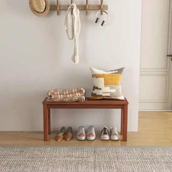 Wooden Outdoor Bench Backless for Patio and Garden Seating {3}