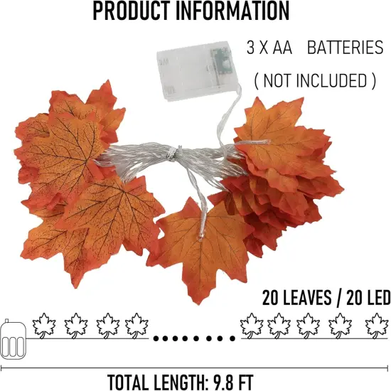 4 Pack Fall Maple Leaf String Lights - 40FT 80 LED Battery {5}