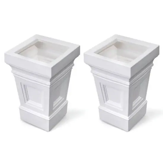 White Plastic Resin Self-Watering Planter Boxes Set of 2, 24-Inch {1}