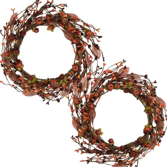 2 Pack - Mini Pumpkin Pip Berry Wreath for Front Door 12 inches {1}