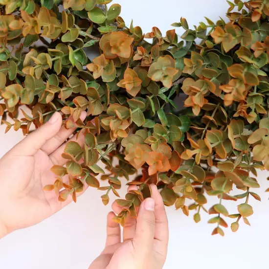 26" Fall Wreath for Front Door, Porch, Window - Large Artificial Boxwood Leaves {5}