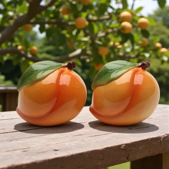 Ceramic Peach Salt and Pepper Shakers, Home D&eacute;cor, Gift for Her, Gift for Mom, Kitchen D&eacute;cor, Farmhouse D&eacute;cor {2}