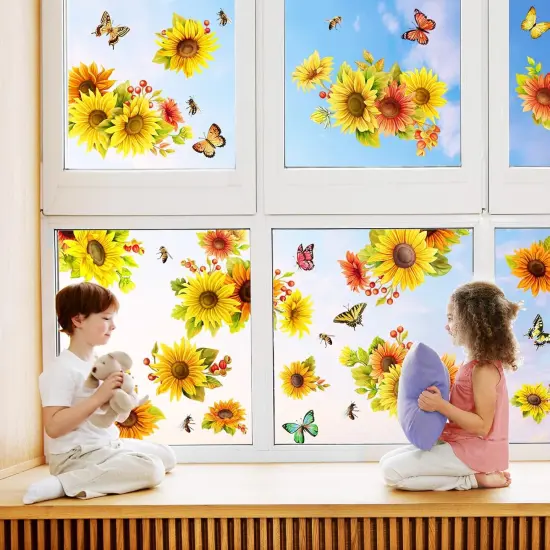 Sunflower Window Clings Large Size Sunflower Window Decals Fall {3}