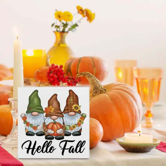 Fall Gnomes Wooden Sign for Desk {3}