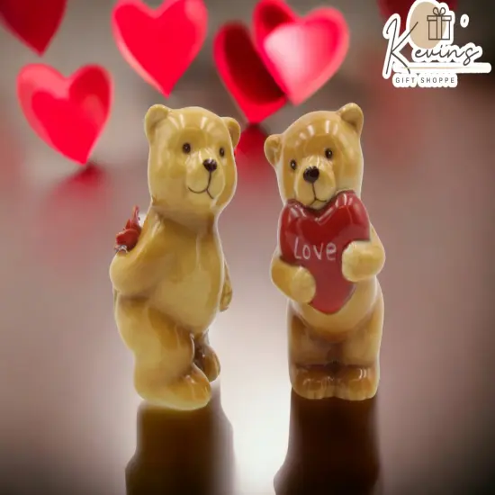 Porcelain Teddy Bear Salt & Pepper Shakers, Home Décor, Gift for Her, Gift for Mom, Kitchen Décor, Valentine’s Day Décor, Romantic Décor {1}