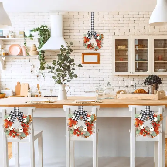 4 Pcs 9" Mini Fall Wreath - Pumpkin Style {3}