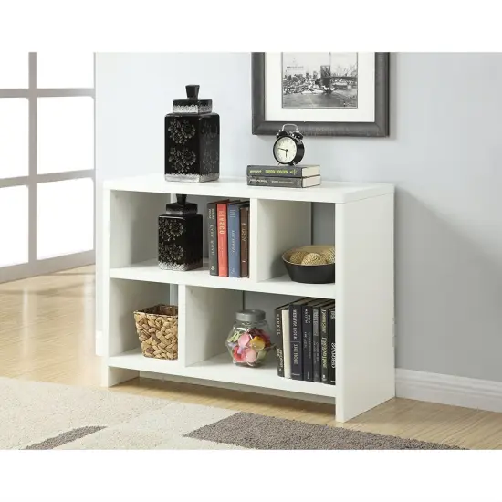 Stylish White 2-Shelf Bookcase Console Table for Living Room Decor {1}