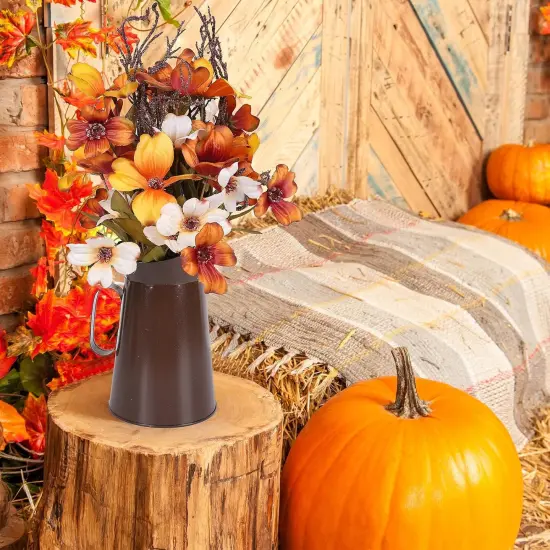 Fall Artificial Flower with Metal Pot {5}