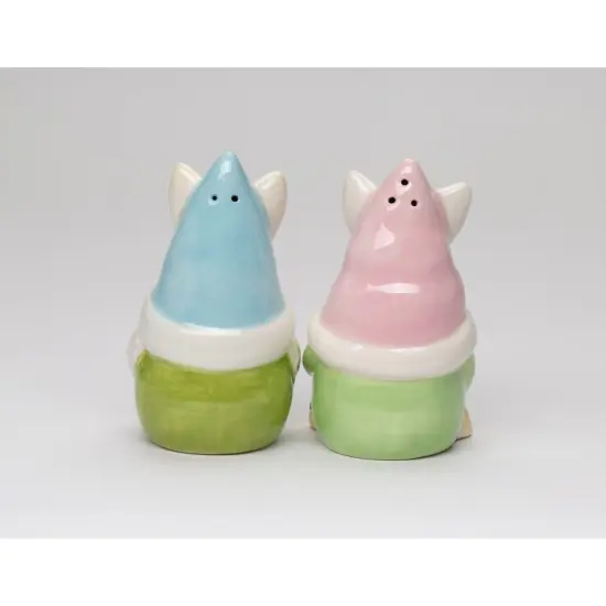 Ceramic Easter Bunny Gnome Holding Egg Salt and Pepper Shakers, Easter Decor, Fairy Garden Decor, Spring Decor, Gnome Collector Gift {3}