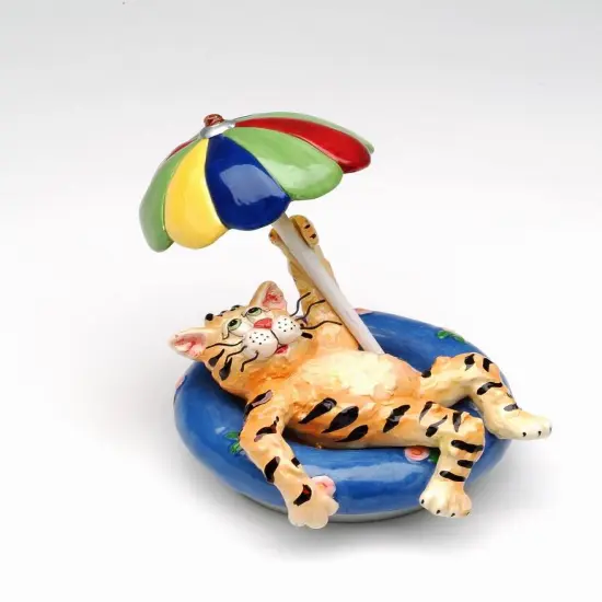 Ceramic Cat Chillin' at the Pool Candle Jar Topper Figurine, Home D&eacute;cor, Gift for Her, Gift for Mom, Cat Lovers Gift, Pet Loss Gift {3}