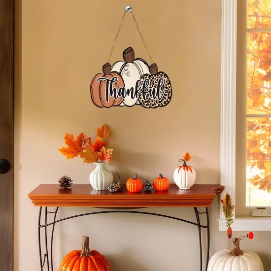 Fall Door Decor Thankful Sign Leopard Fall Pumpkin Wall Decor {4}