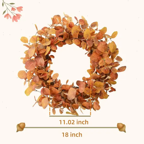 18" Artificial Autumn Fall Wreath - Wreaths for Front Door {2}
