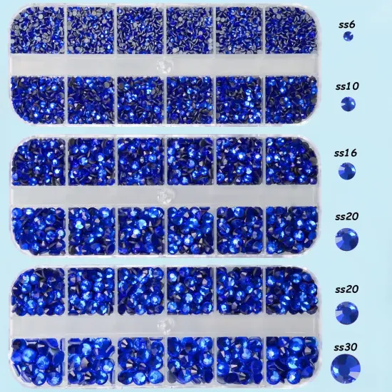 7000pcs+ Flatback Glass Hotfix Iron On Rhinestones Crystal for DIY Making with 1 Tweezer & 1 Picking Pen for Shoes, Clothes, Face Art, Bags, Manicure (Sapphire, 5-Sizes) {6}