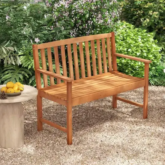 Outdoor Wooden Garden Bench 4Ft with Backrest for Porch or Patio {1}