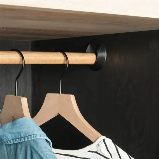 FarmHouse Black Oak Drawer and Garment Rod Wardrobe Armoire {2}