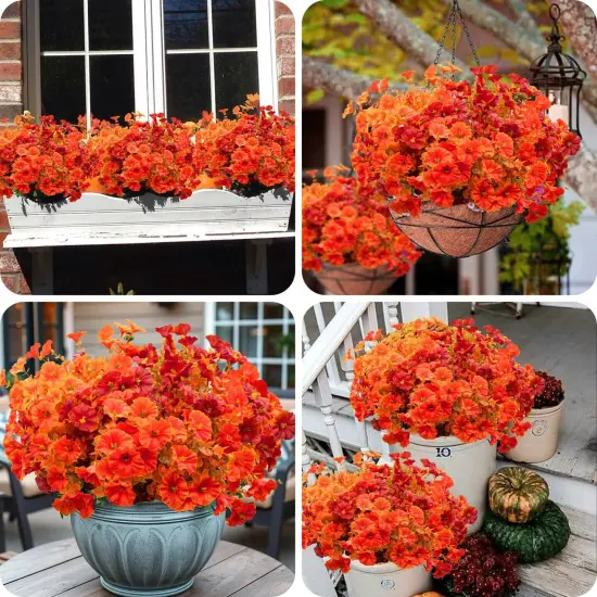12 Bundles Artificial Fall Flowers (Fall Red & Orange) {5}