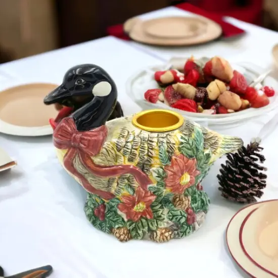 Ceramic Christmas Goose Candle Holder, Home D&eacute;cor, Gift for Her, Gift for Mom, Farmhouse Kitchen D&eacute;cor, Christmas D&eacute;cor {1}