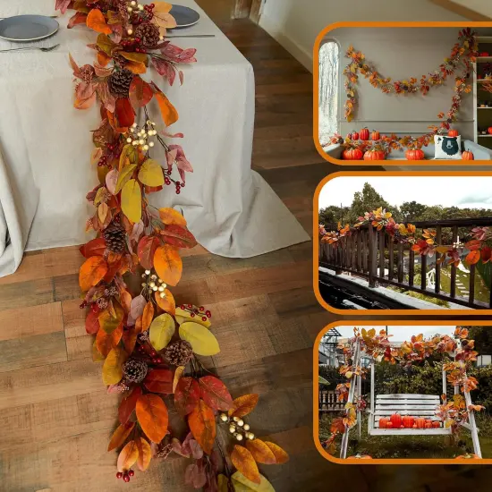 Thanksgiving Garland With Pumpkin and Pine Cone {1}