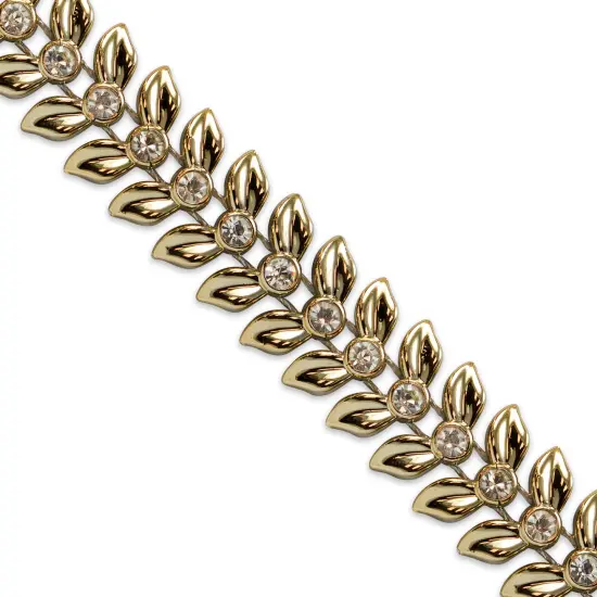 5 yards of Yannet 5/8" Leaflet Rhinestone Trim | 5 yard cut Gold {1}