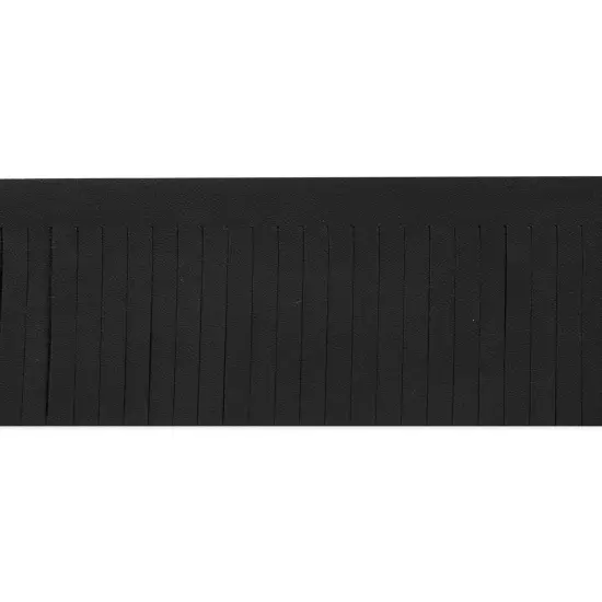 5 Yards of 2" Premium Vegan Leather Fringe Trim | 5 yard cut Black {1}