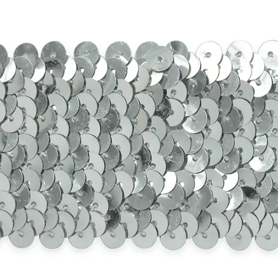 5 yards of 5 Row 1 3/4" Metallic Stretch Sequin Trim | 5 yard cut Silver {1}