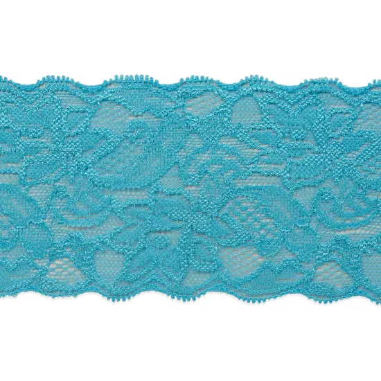 5 Yards of Breanne 3 1/4" Stretch Raschel Lace Trim | 5 yard cut Blue {1}