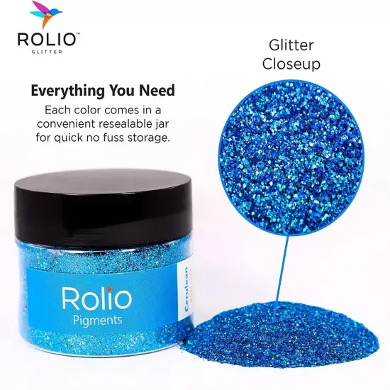 Rolio - 1 Jar Vibrant Holographic Glitter (Cerulean) - 1 oz {2}