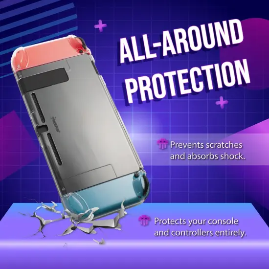 Insten Dockable Clear Case For Nintendo Switch Console and Joycon Controllers, Detachable 3-in-1 Crystal Hard Shell Protective Non Slip Cover {3}