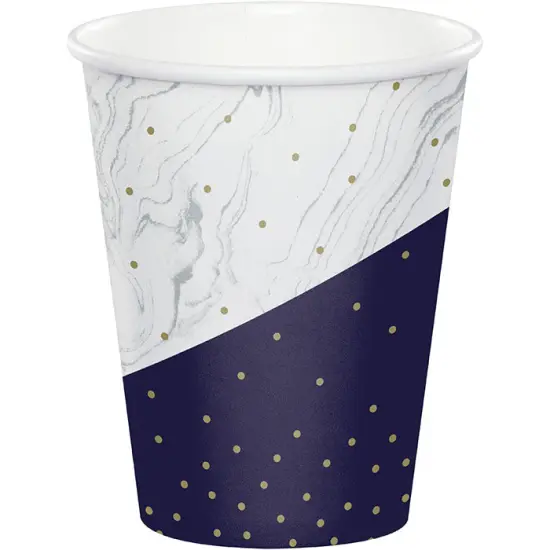 96 pc Bulk Navy and Gold Birthday Paper Cups {1}