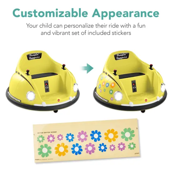 Best Choice Products 6V Kids Ride On Bumper Car Toy w/ Remote Control, Harness, Lights, 360 Degree Spin Yellow {2}