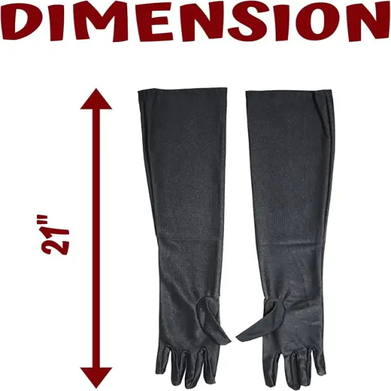 4E&rsquo;s Novelty 21" Elbow Length Satin Gloves for Women &ndash; Black Long Opera Gloves for 1920s Flapper, Gatsby, Evening Party, Prom, Wedding & Costume Accessories, Vintage Old Hollywood Dress-Up {4}
