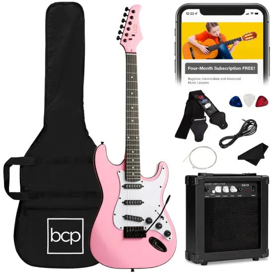 Best Choice Products 39in Full Size Beginner Electric Guitar Kit with Case, Strap, Amp, Whammy Bar Midnight Blue {7}
