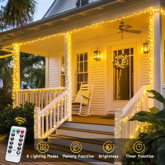 2 Pack Battery Operated String Lights with Remote - 66FT, 200 LED (Warm White) {2}