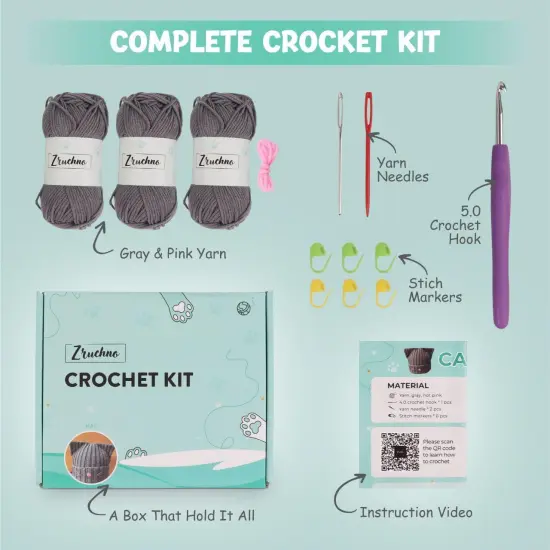 Cat Ear Hat Beanie Crochet Kit for Beginners {2}