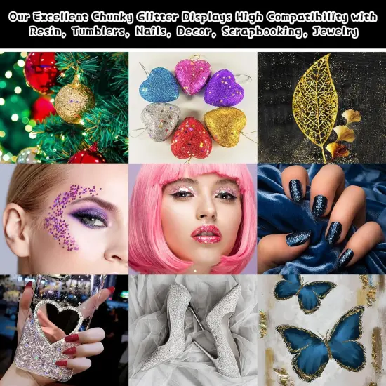Chunky Glitter for Resin Crafts Nails Tumblers Slime Cosmetic {6}