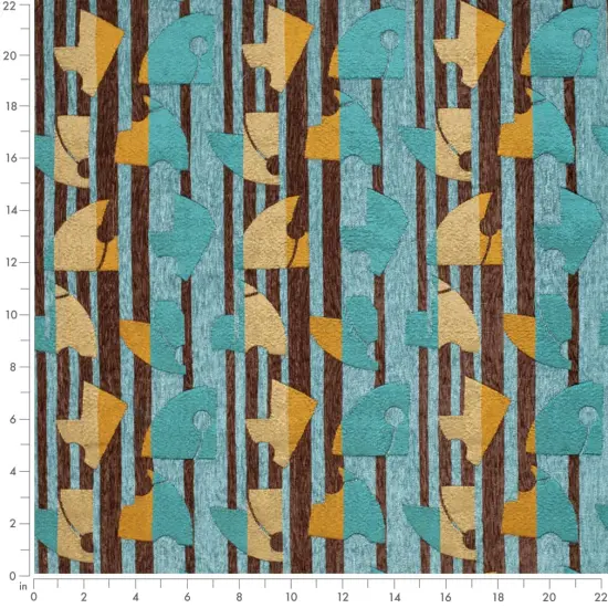 Nova Blue - AquaTeal,brown AbstractGeometric Upholstery Fabric 54 Inches" {2}