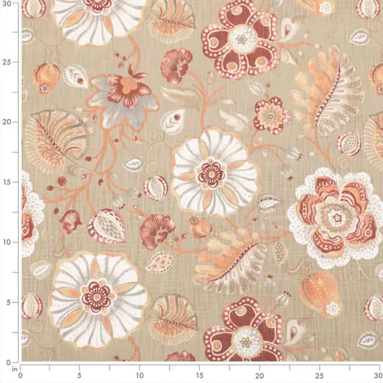 Upholstery Fabric - Coral & Peach,Red & Burgundy Floral Upholstery Fabric 54 Inches" {4}