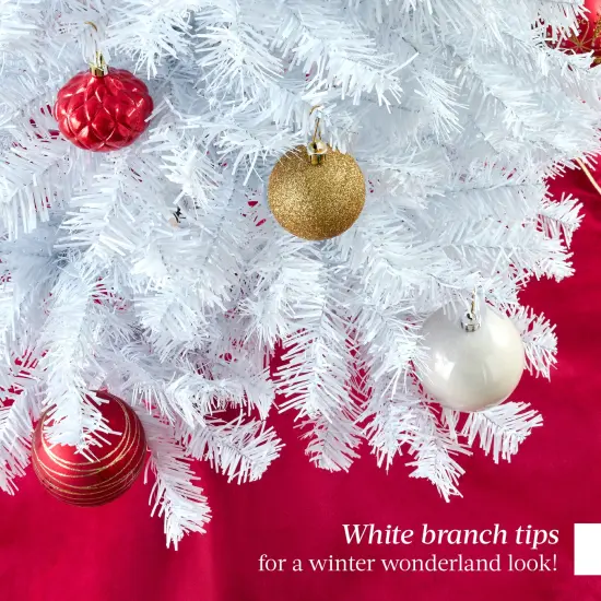 Best Choice Products White Artificial Holiday Christmas Pencil Tree w/ Metal Base {5}