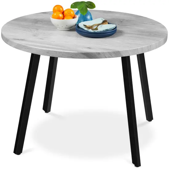 Best Choice Products 35.5in Mid-Century Modern Round Dining Table w/ Steel Legs, Adjustable Feet Gray {1}