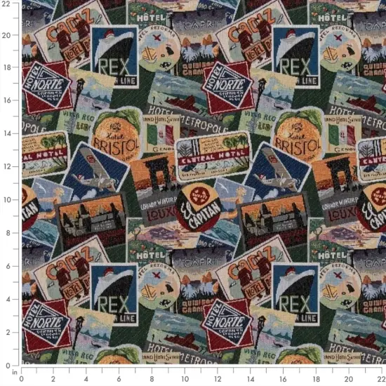 Passport - Blue,Green Novelty Upholstery Fabric 54 Inches" {3}