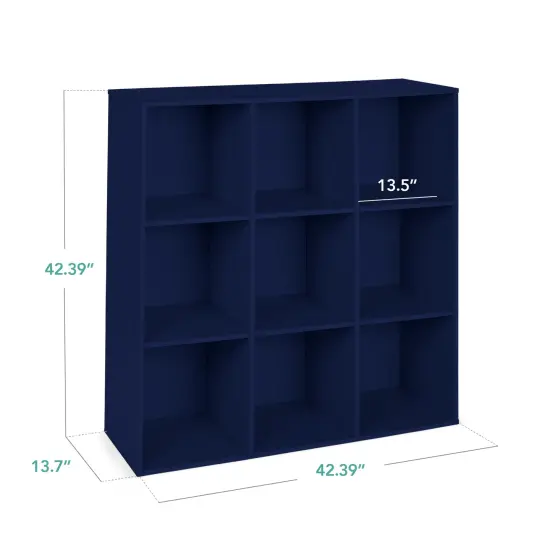 Best Choice Products 9-Cube Bookshelf, 13.5in Display Storage System, Organizer w/ Removable Back Panels Navy {2}