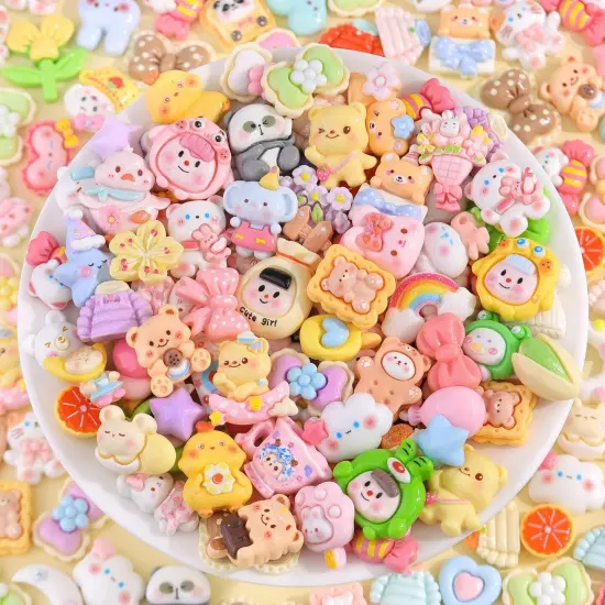 60Pcs Mixed Colors Slime Charms Assorted Cute Decoden Embellishments {4}