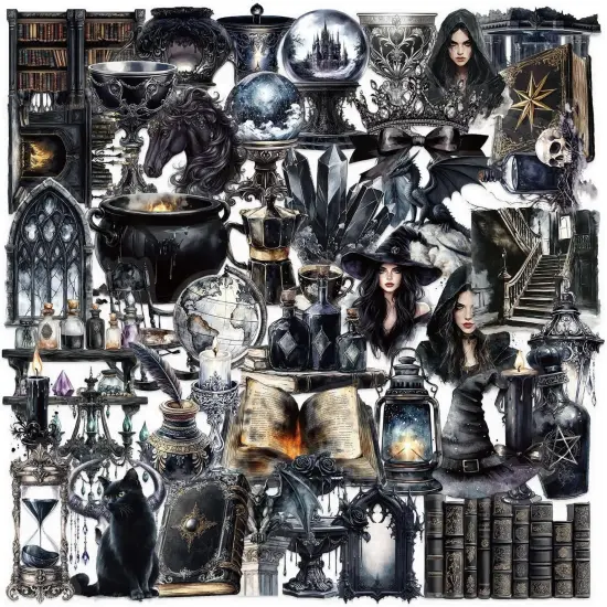 50 PCS Gothic Witchcraft Stickers {1}